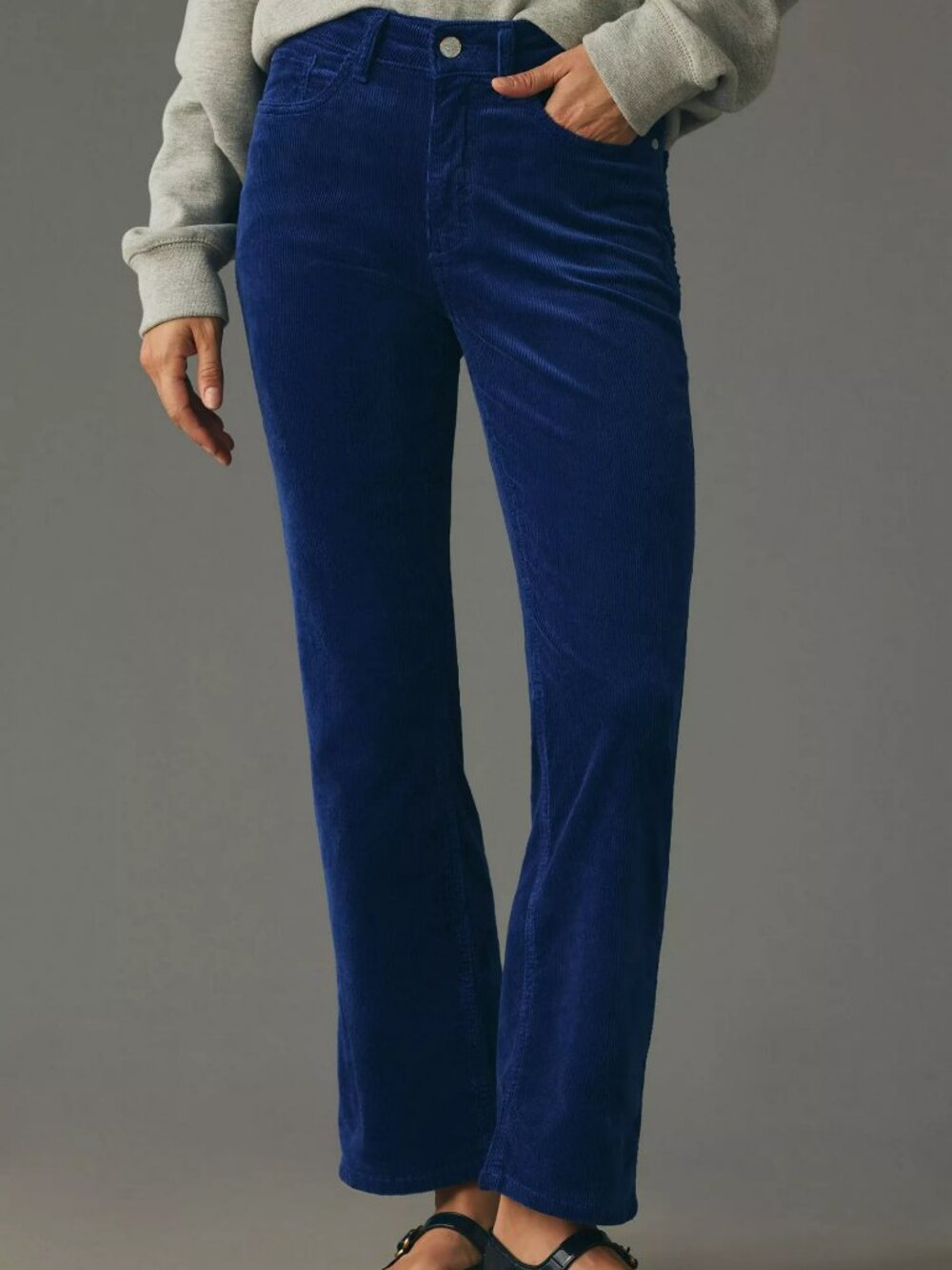 Pilcro Blue The Yaya Mid-Rise Corduroy Crop Flare Jeans Size 26 New with Tags NW - Picture 2 of 11
